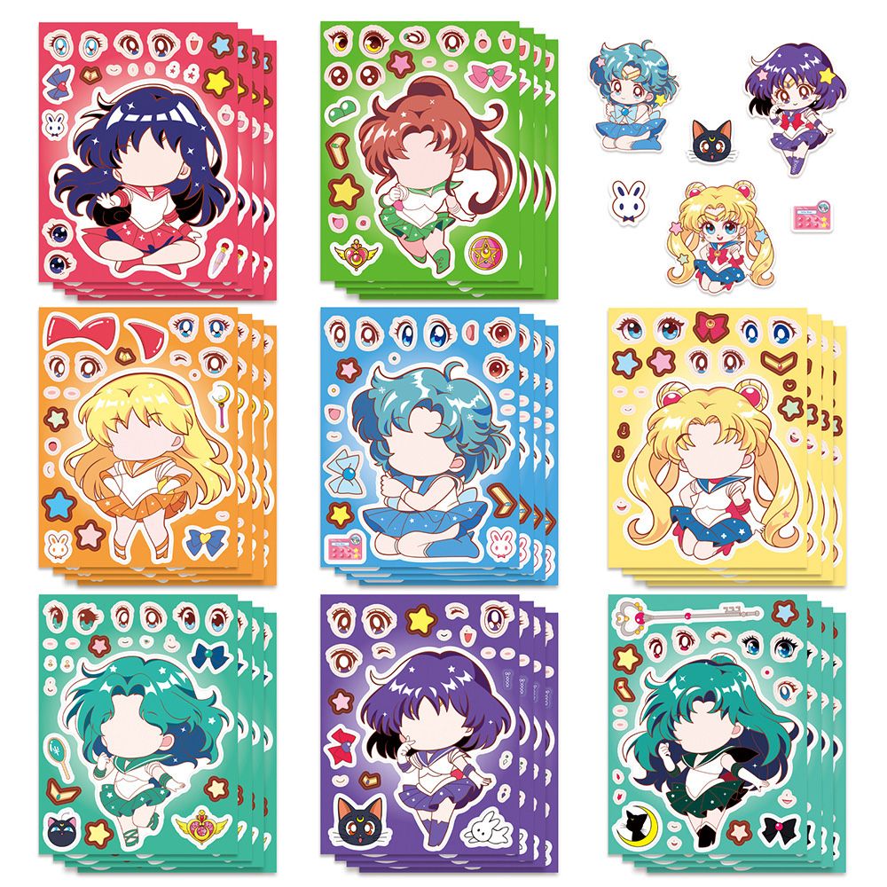 Anime Poster Print - 8/16 Buah Stiker DIY Puzzle Pengubah