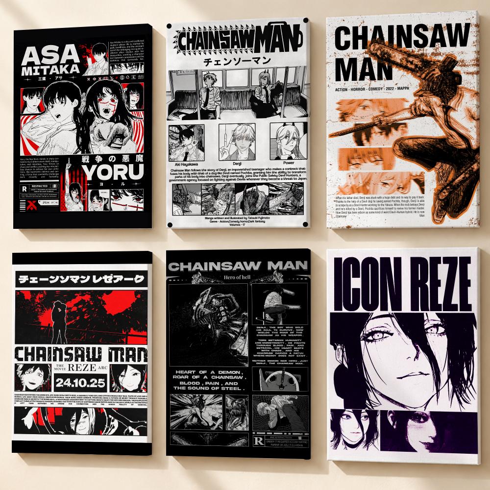 Anime Poster Print - Lukisan Dinding Anime C-Chainsaw Man dengan
